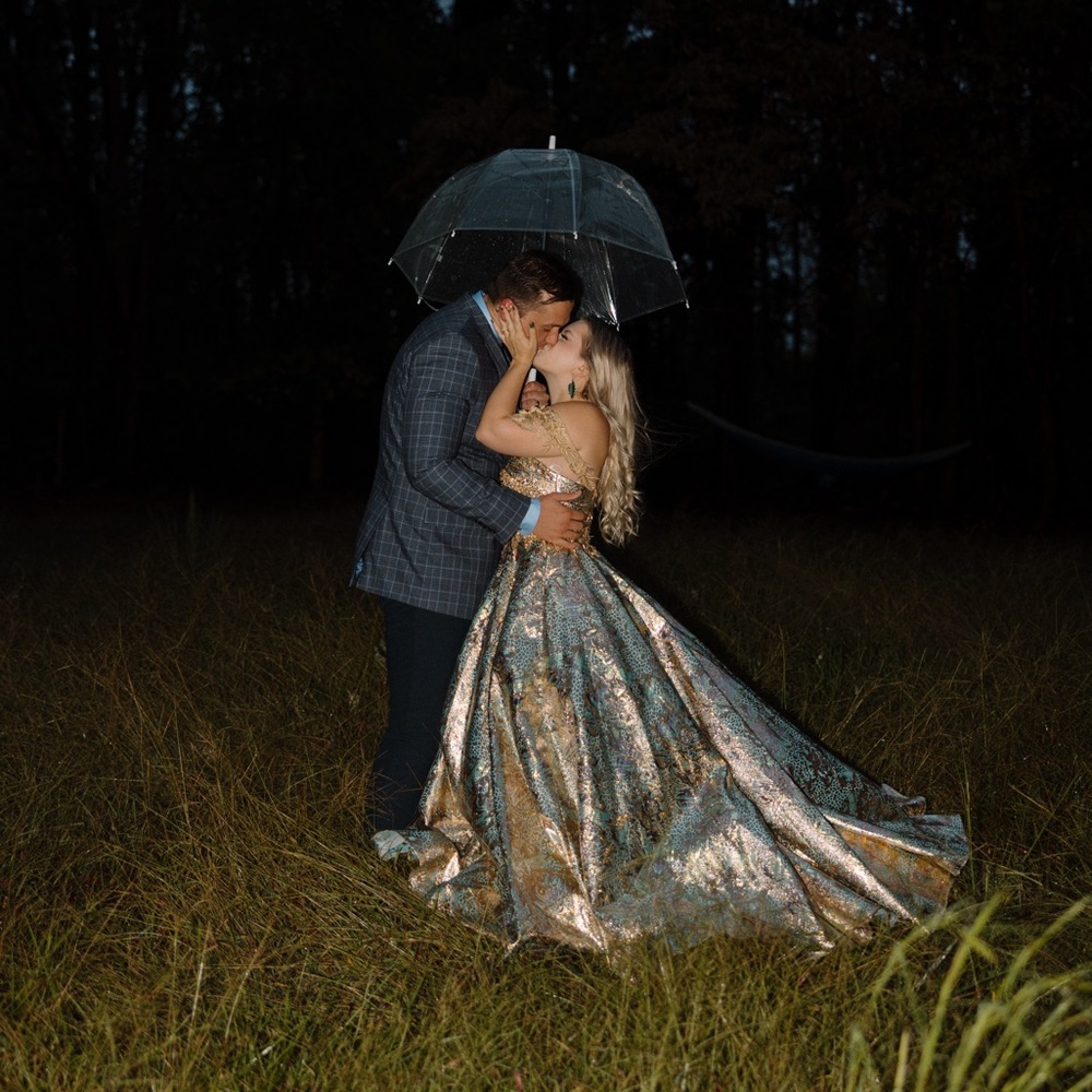 Mac Duggal Metallic Ball Gown / formal/ Prom